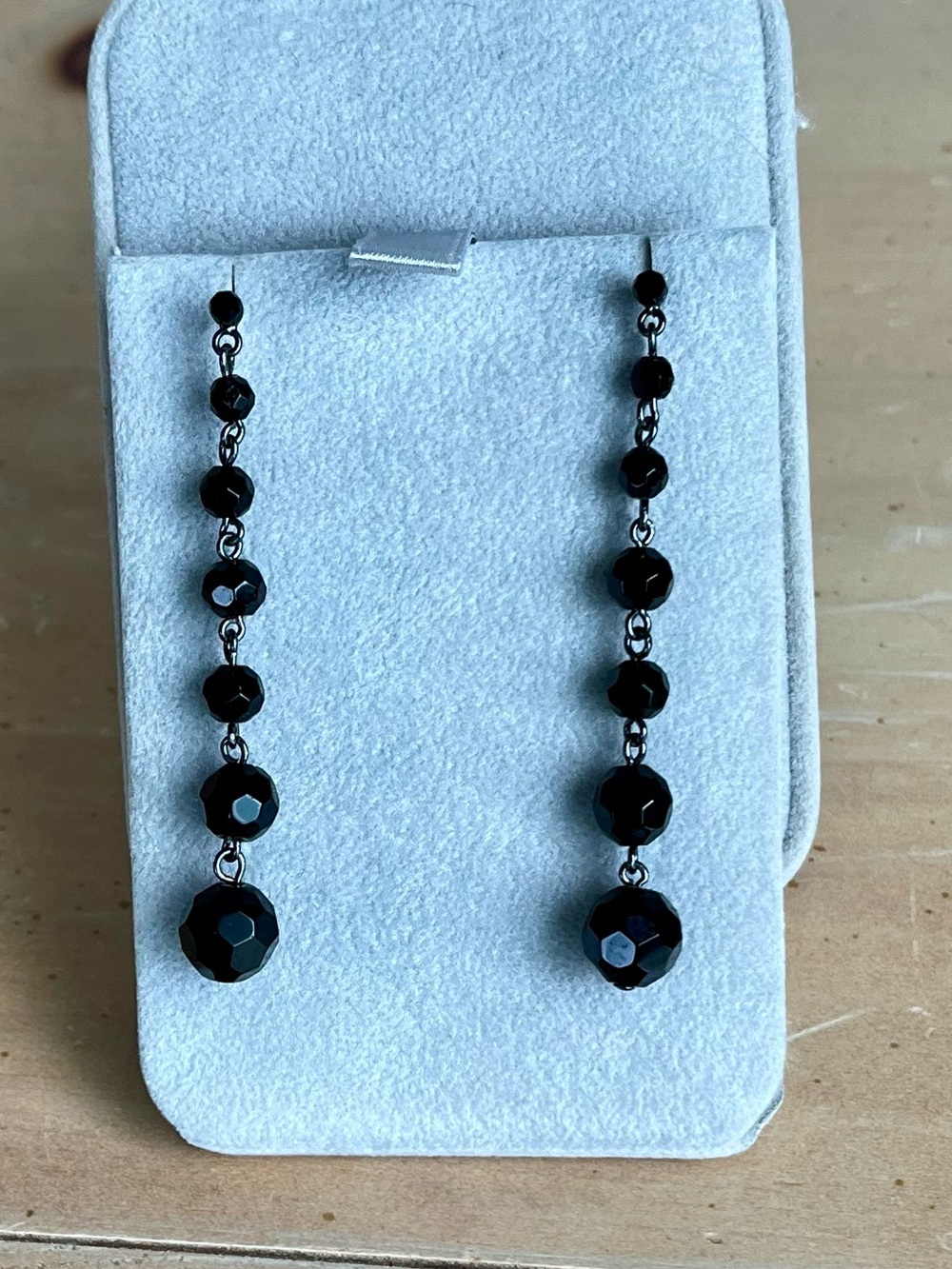 Black Faceted Bead Drop Earrings - Women Jewelry